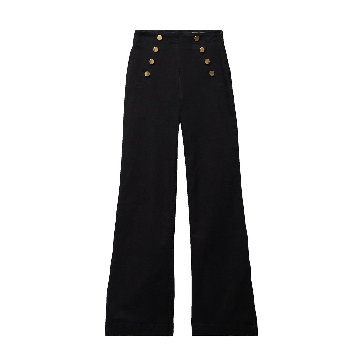 Jeans bootcut taille haute 7/8ème denim noir, BONOBO
