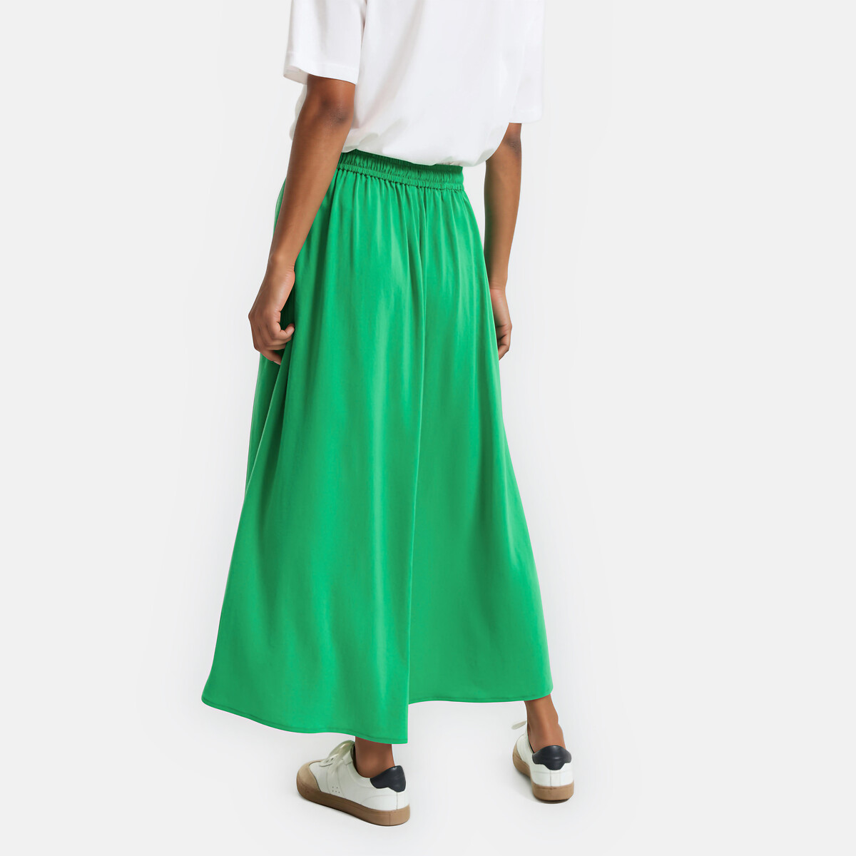 Jupe longue fluide à taille élastiquée vert, LA REDOUTE COLLECTIONS