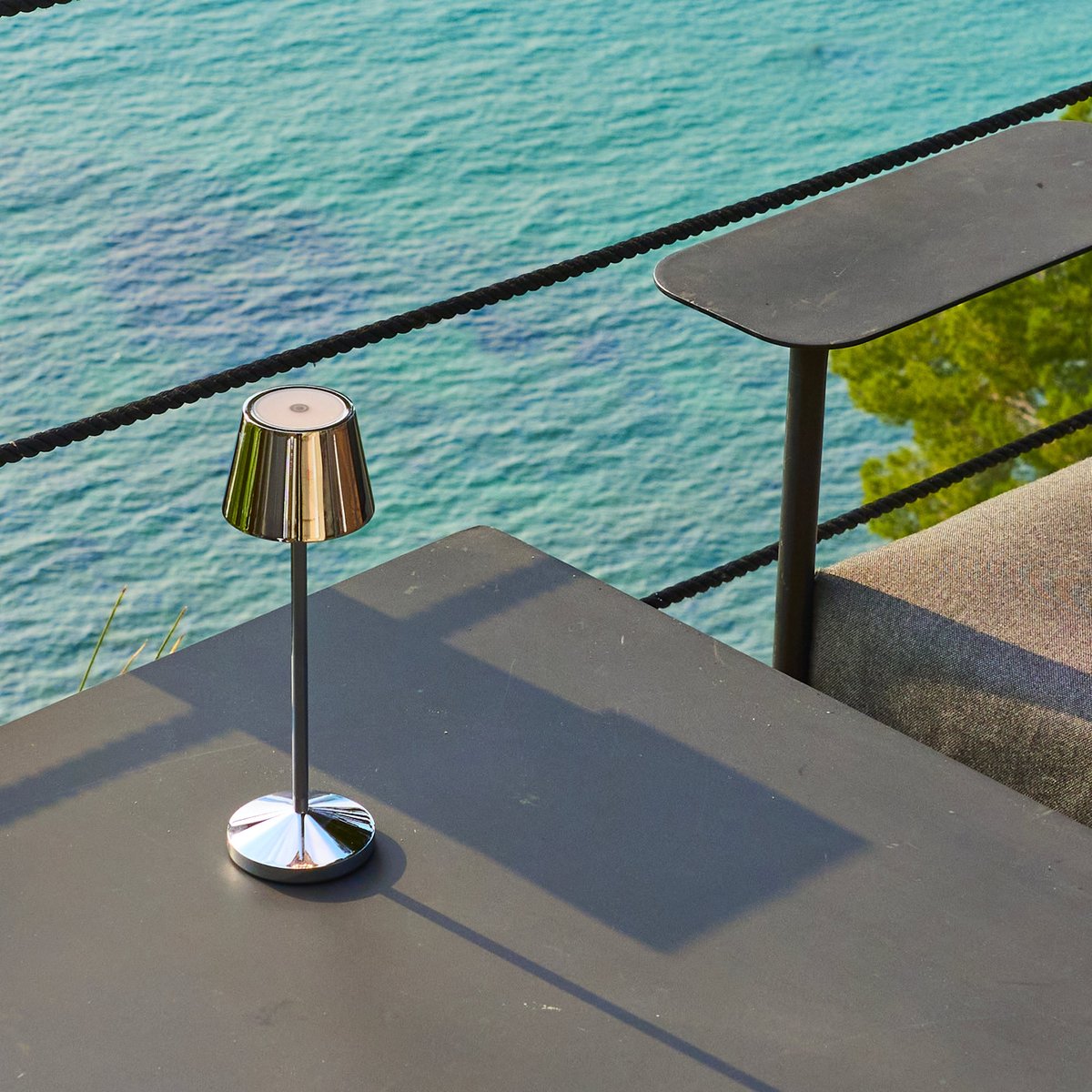 Lampe de table sans fil EMILY argent, LUMISKY