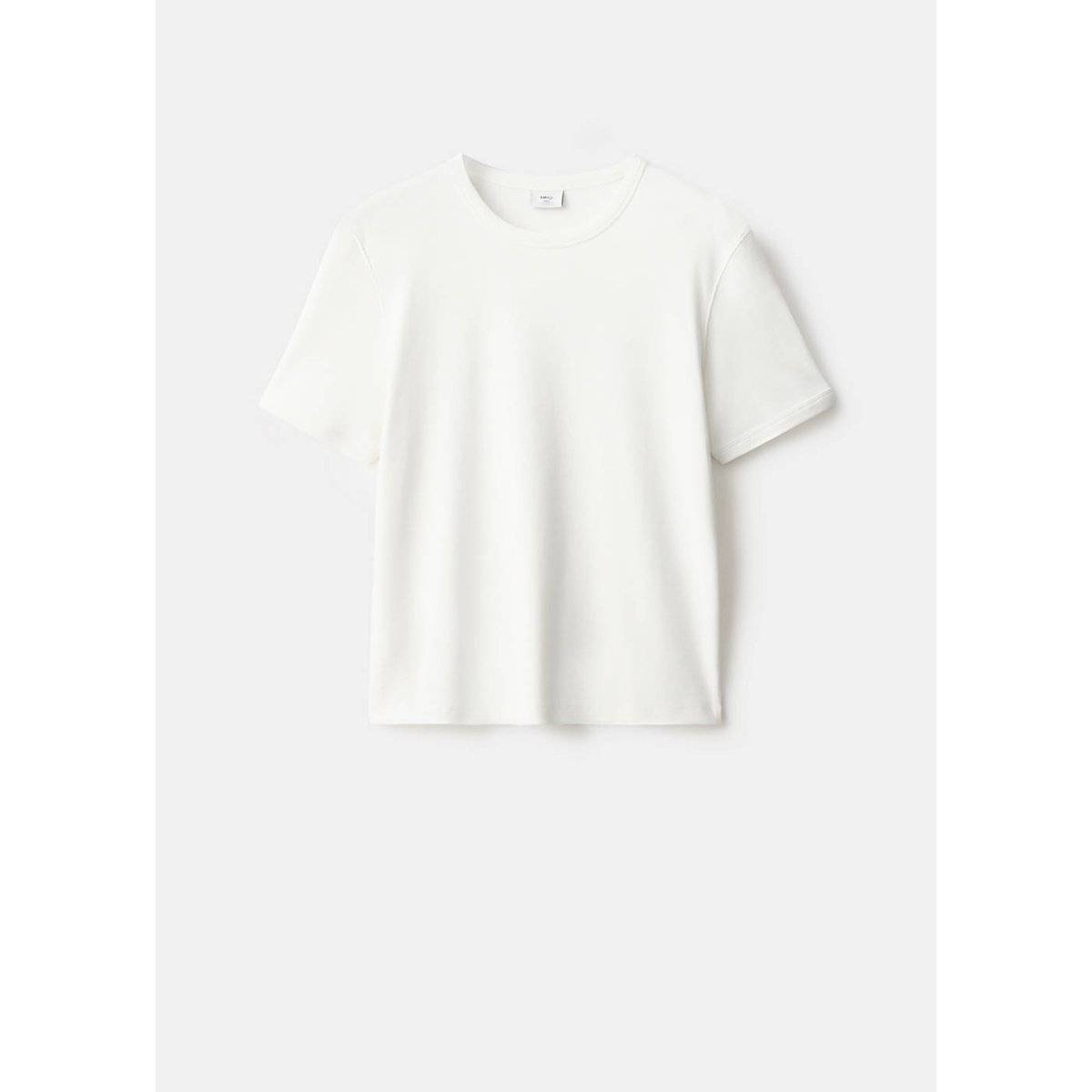 T-shirt slim fit en coton côtelé blanc, MANGO MAN