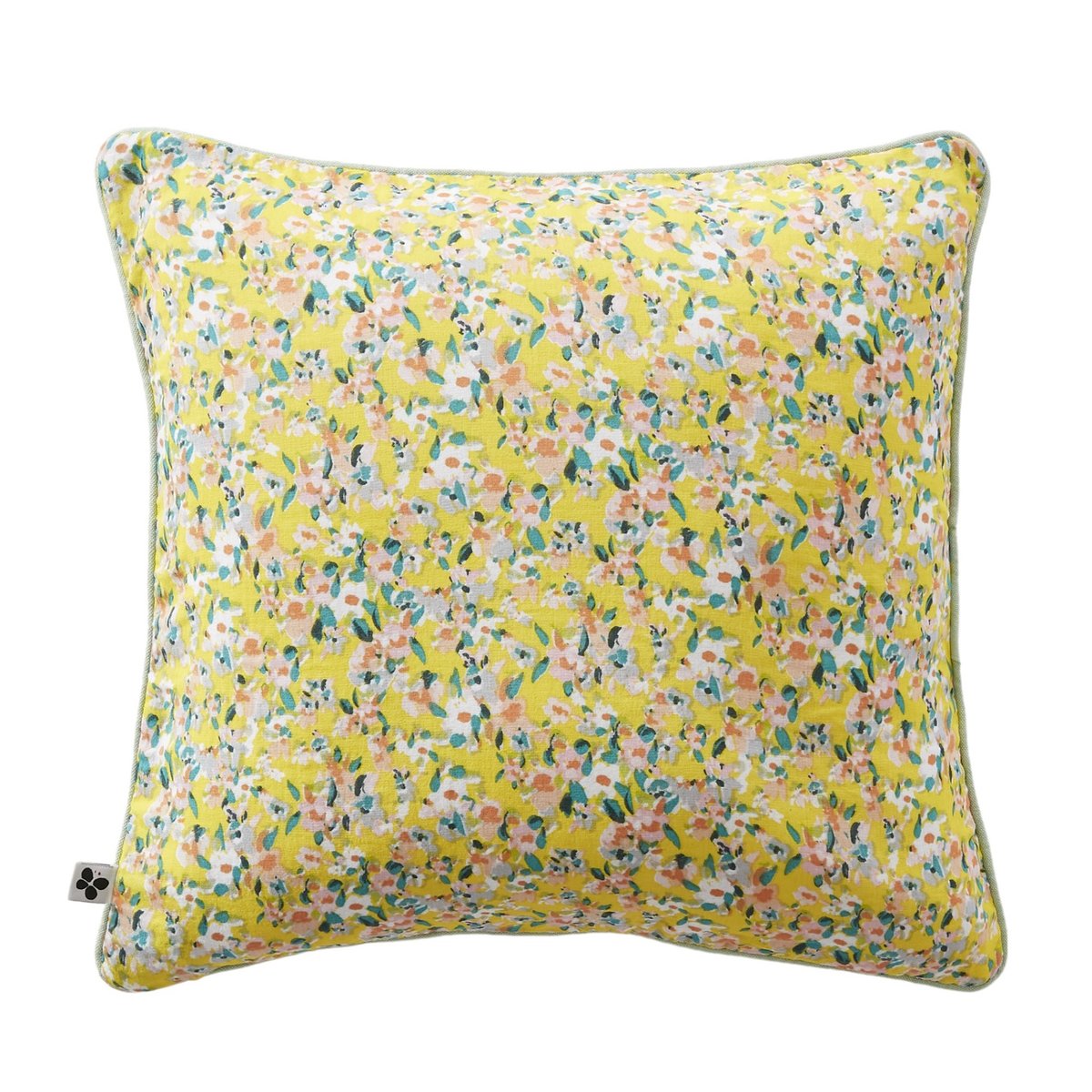 Coussin dehoussable en gaze de coton Manon fleuri jaune, EDEN