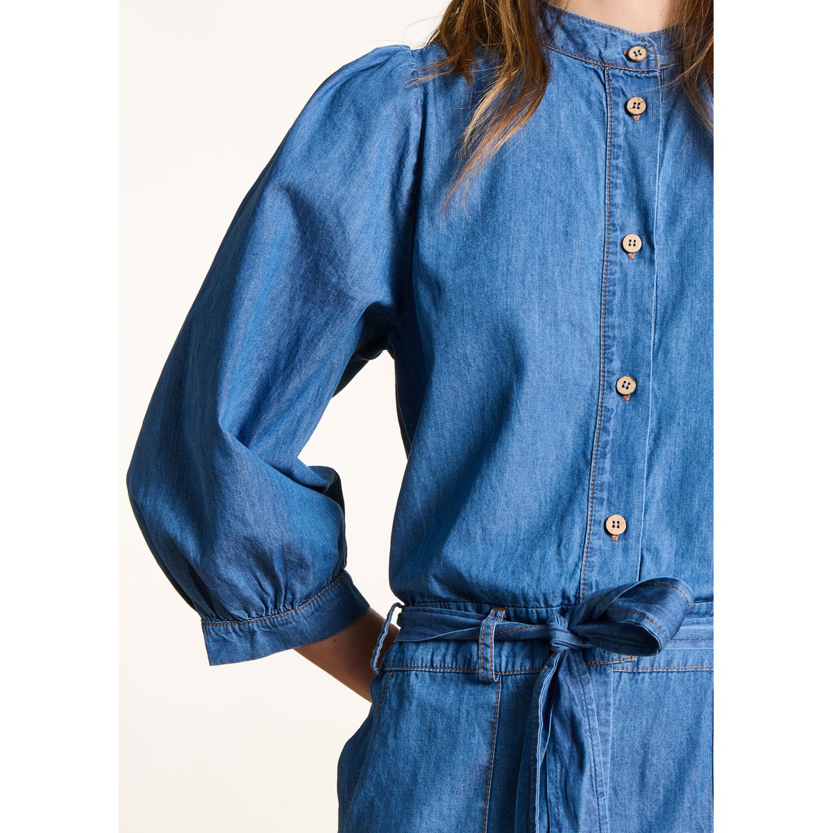Combinaison pantalon en jean souple medium, LA FEE MARABOUTEE