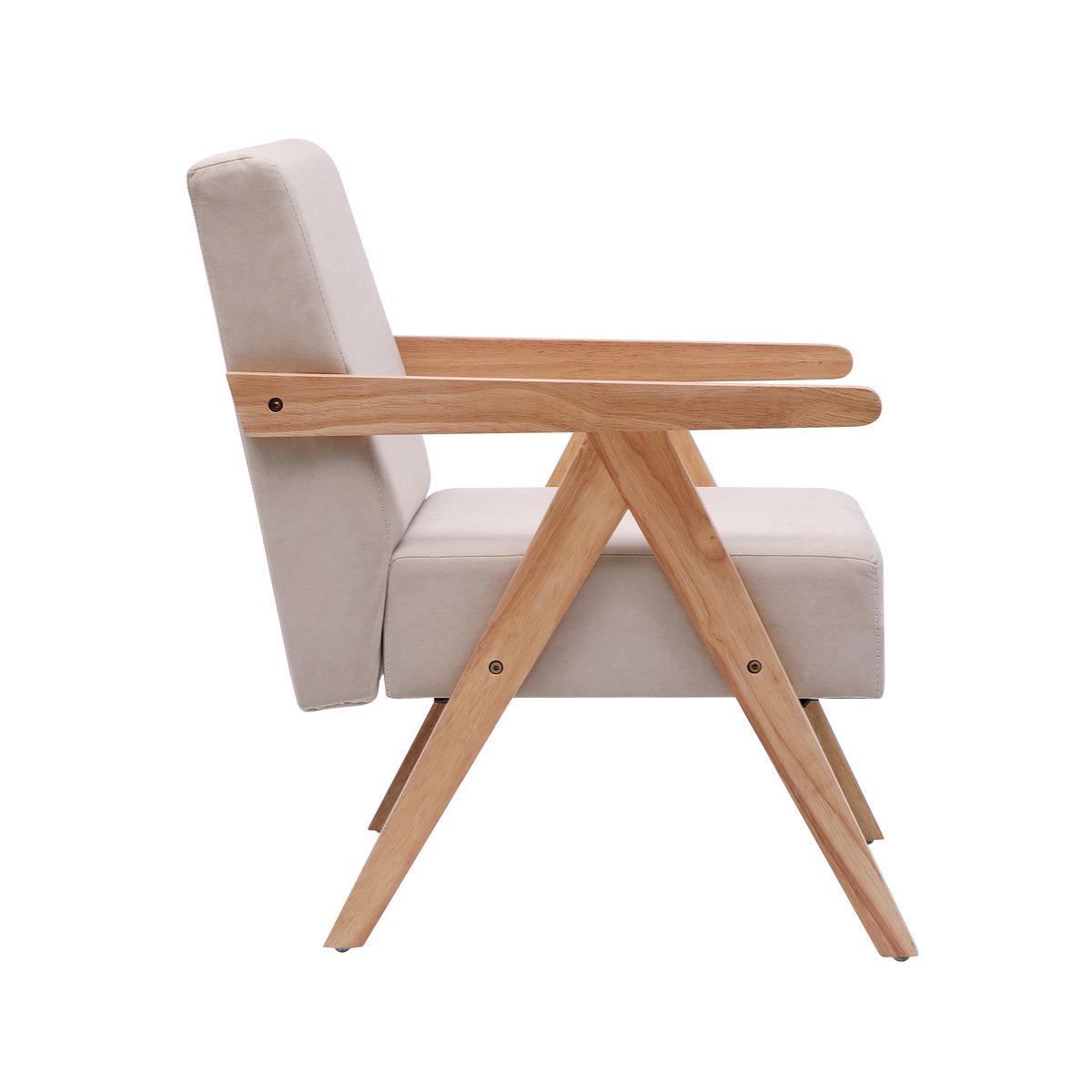 Fauteuil de salon en bois massif, SANTAREM beige, NORDLYS