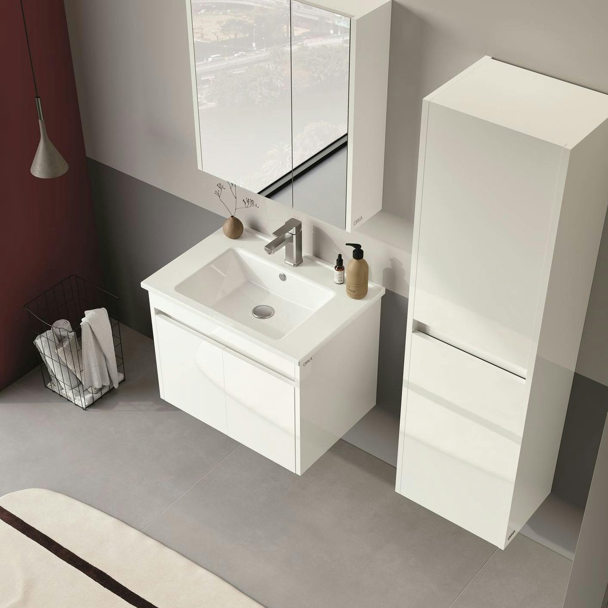 Meuble sous vasque suspendu 65 cm + vasque NAÏA blanc, PIER IMPORT