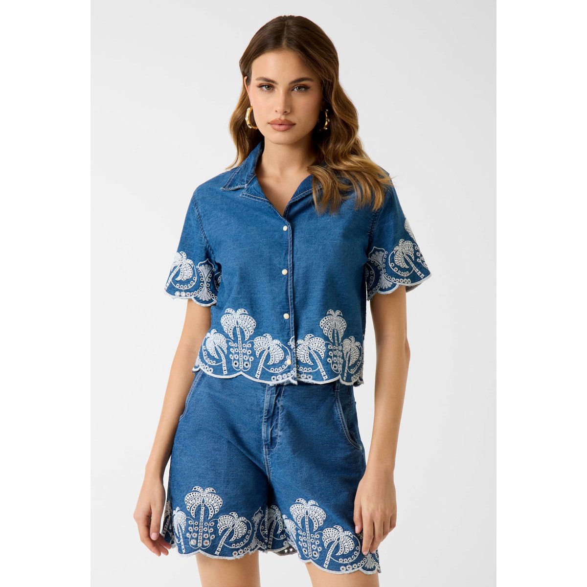 Chemise Brodée bleu, GUESS