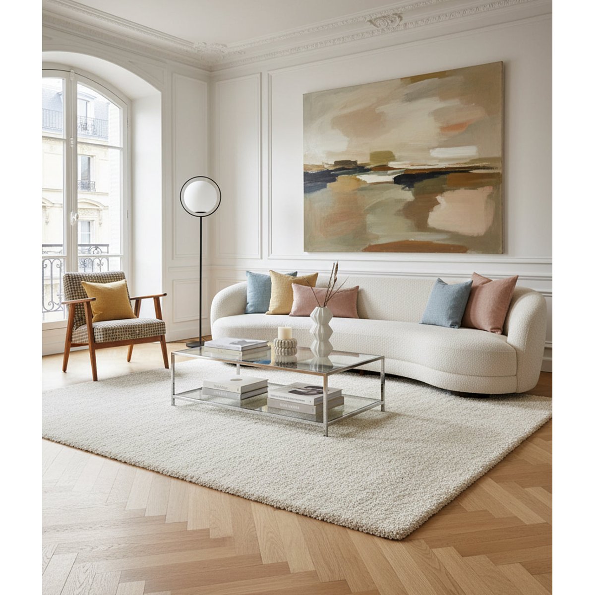 Tapis doux et épais PLUSH blanc pur, AFK LIVING