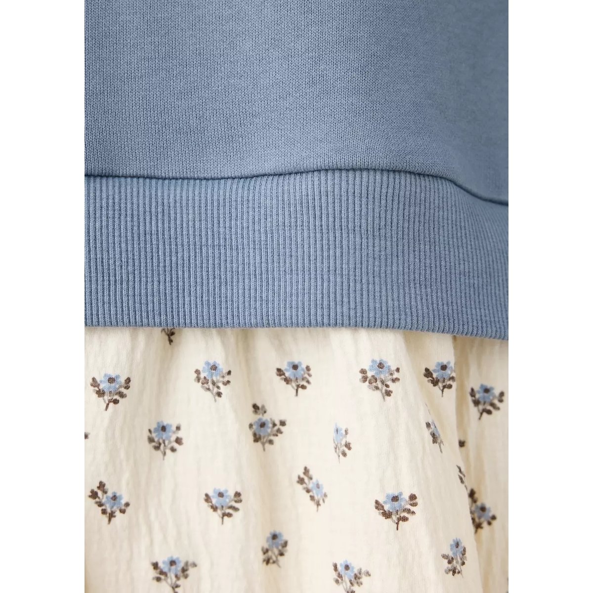 Robe coton combinée bleu, MANGO BABY