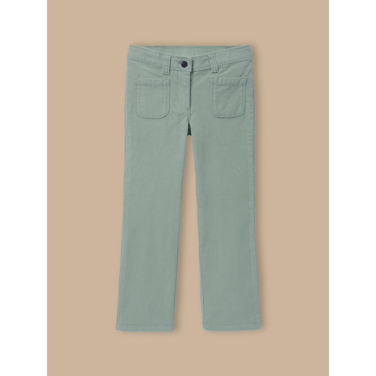 Pantalon flare en velours vert pastel, CYRILLUS