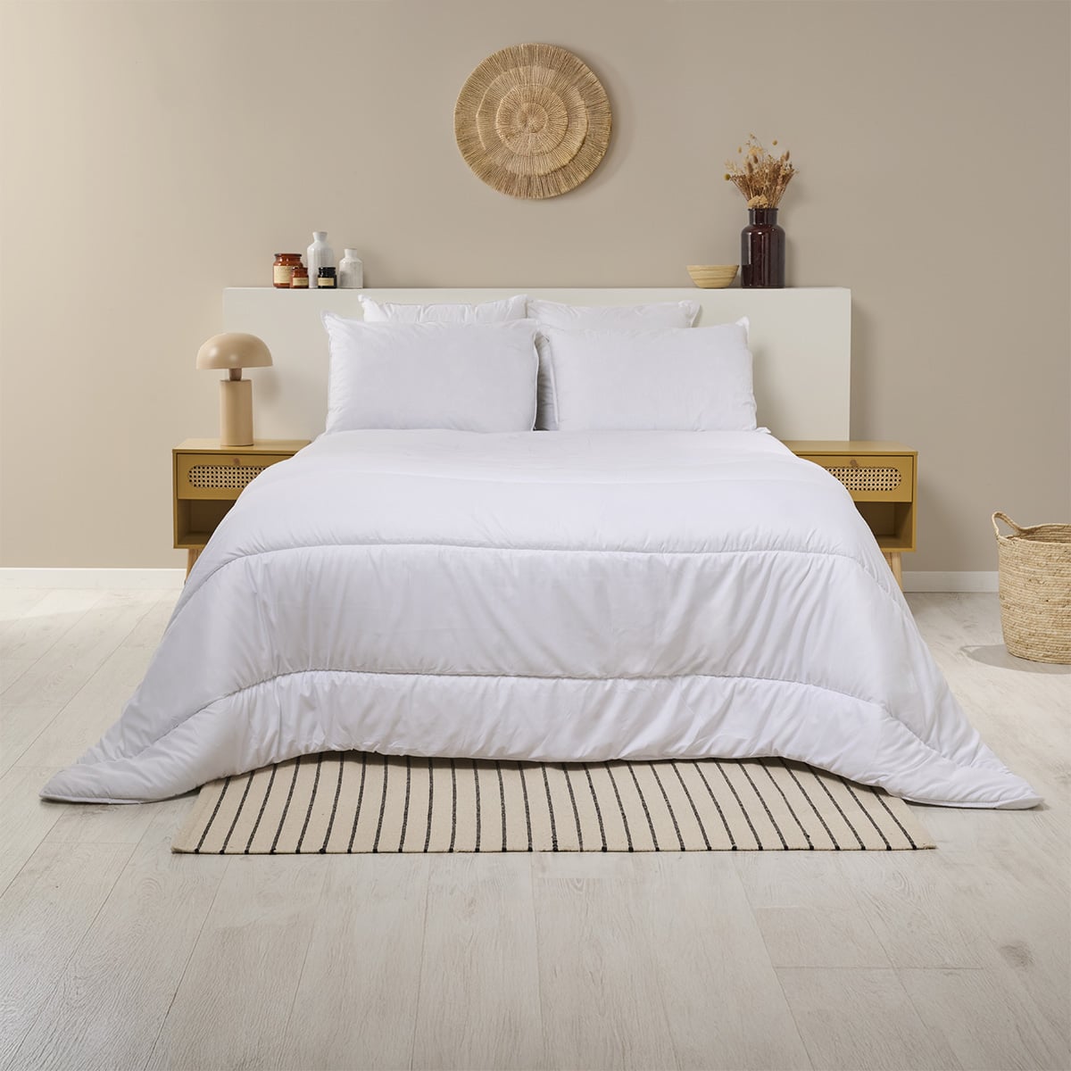 Pack Couette Chaude + Oreiller(s) COTON BIO blanc, BLEU CALIN