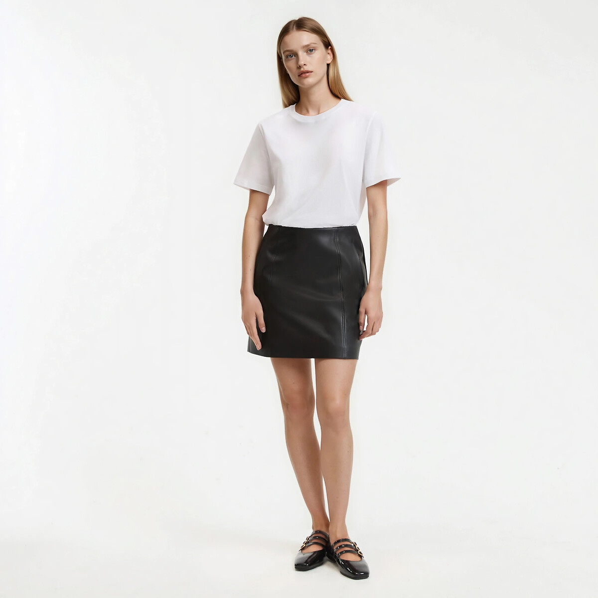 Mini-jupe en simili noir, LA REDOUTE COLLECTIONS
