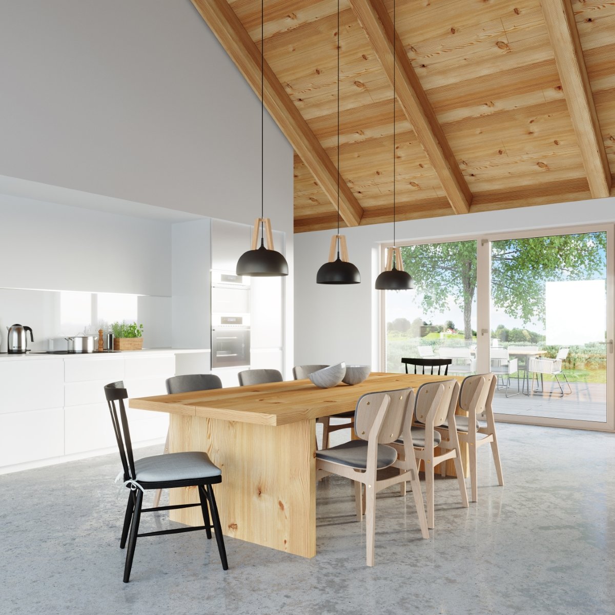 Suspension Acier Noir/Bois Naturel E27 1 Casco noir, EDEN