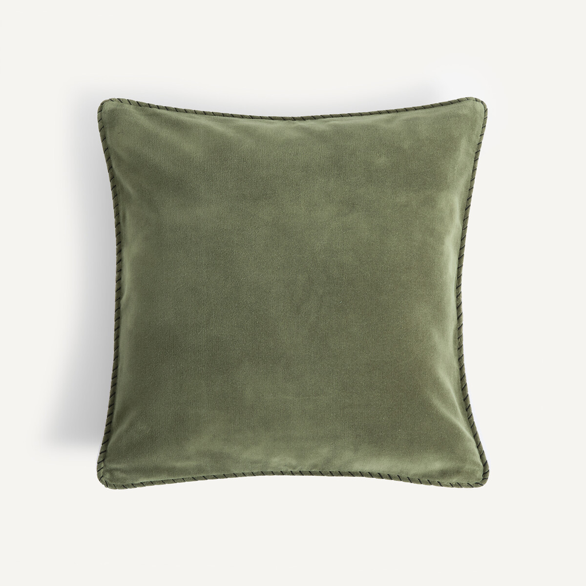 Housse de coussin velours de coton lavé, Parma vert mousse, AM.PM