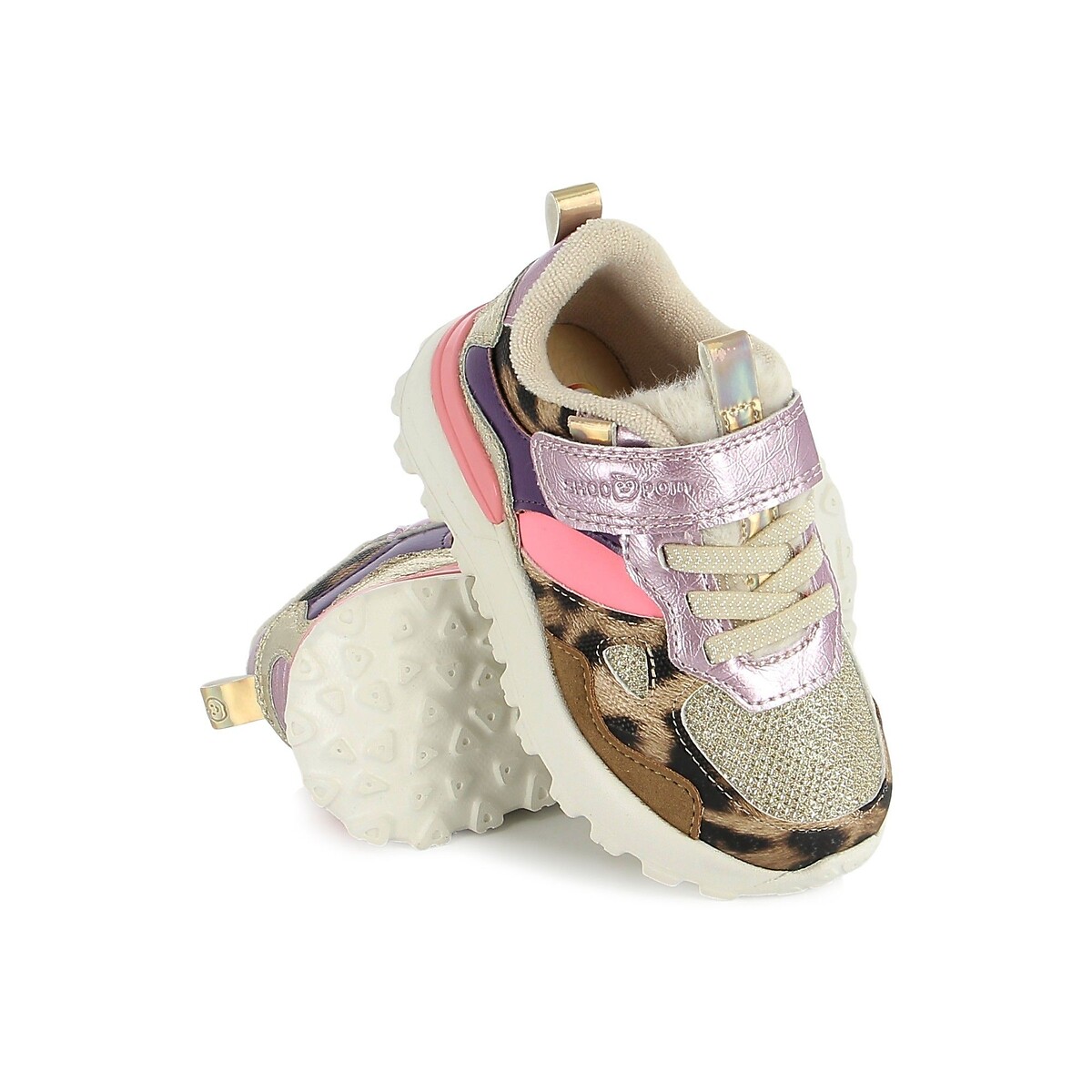 Baskets à lacets élastiqués et scratch, JOGGY SCRATCH léopard, SHOO POM