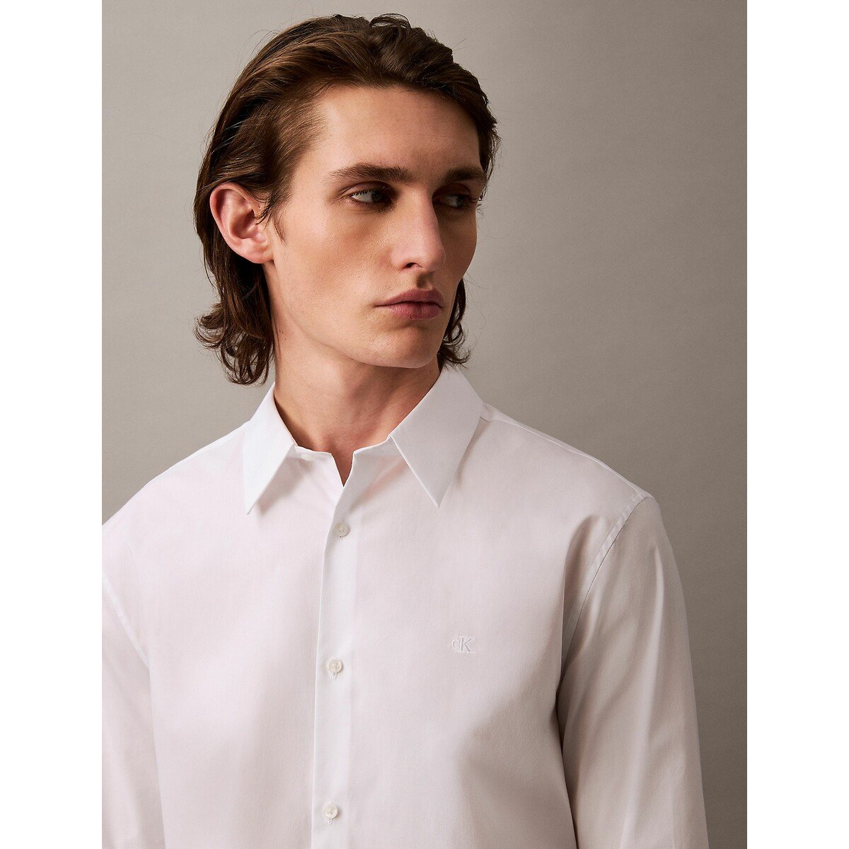 Chemise manches longues slim blanc, CALVIN KLEIN