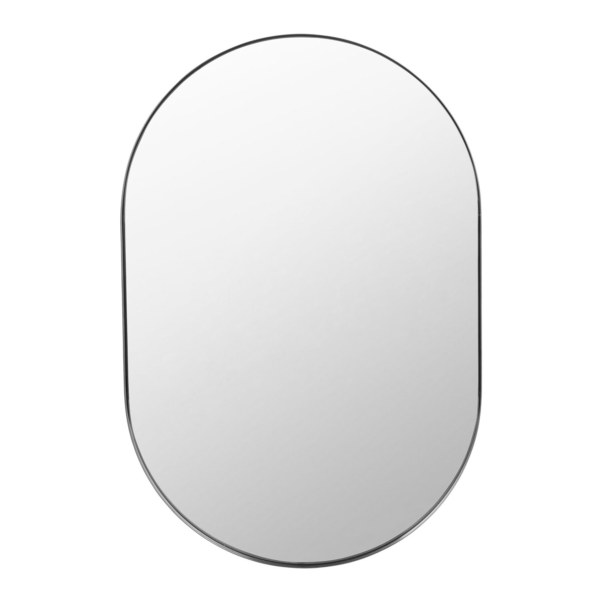 90cm Brushed Silver Metal Slim Frame Oval Wall Mirror silver-coloured, SO'HOME