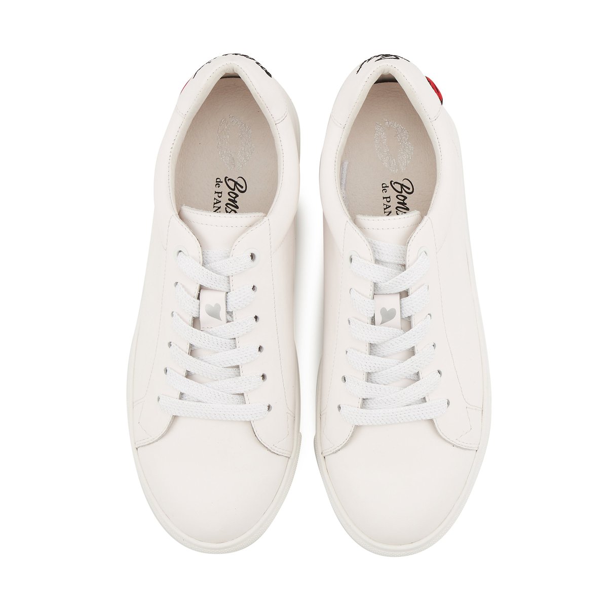 Baskets En Cuir Simone Just Married blanc, BONS BAISERS