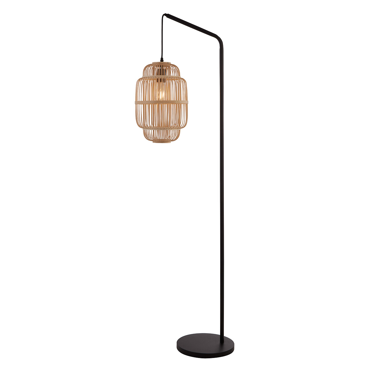 Pinellas Black Metal Floor Lamp with Bamboo Shade black, SO'HOME