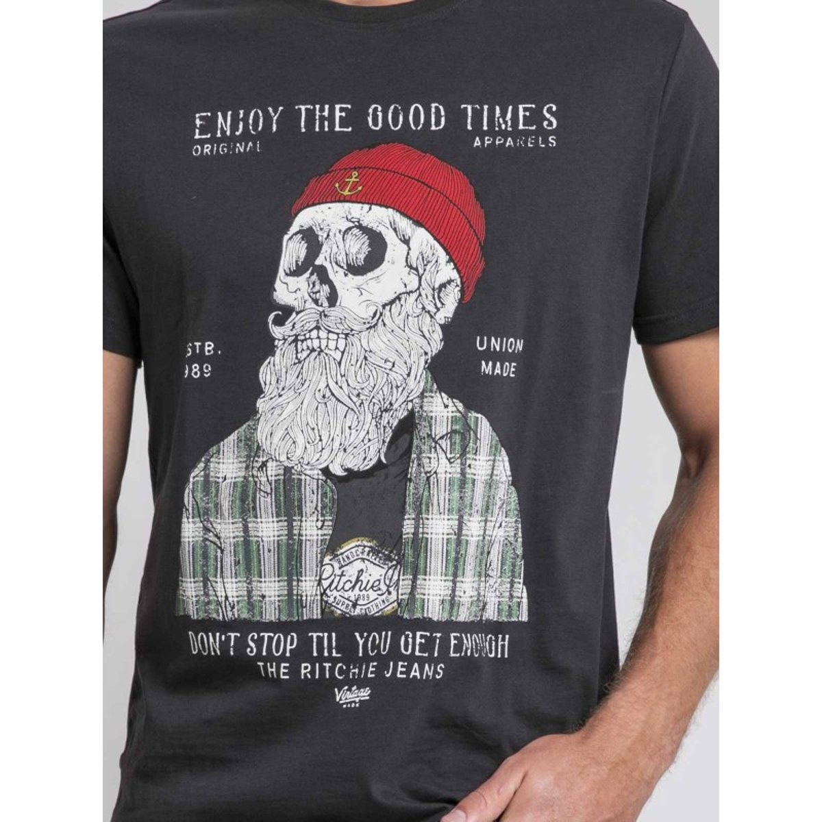 T-shirt Col Rond Pur Coton Jorustix gris, RITCHIE