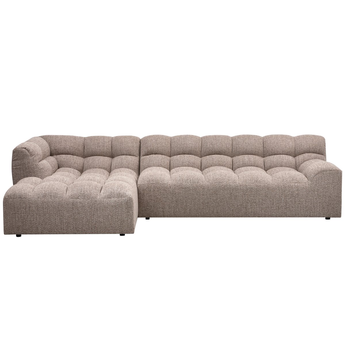 Canapé d'angle gauche avec meridienne en tissu tissé ALLURE marron, WOOOD