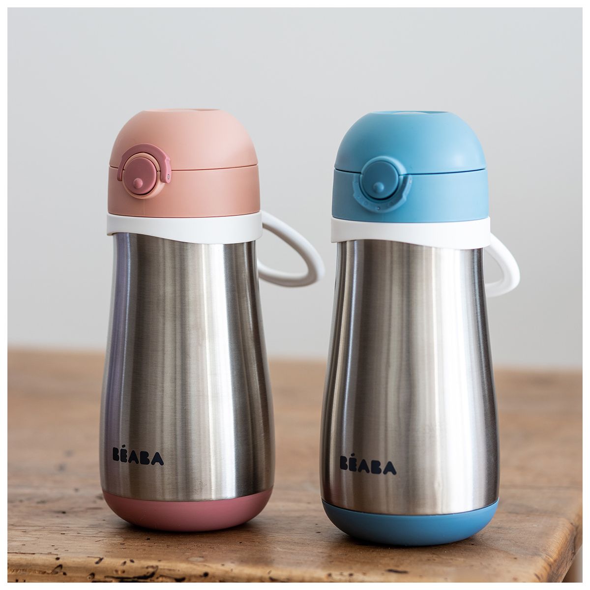 Gourde inox d'apprentissage nomade 350 ml rose ancienne, BEABA