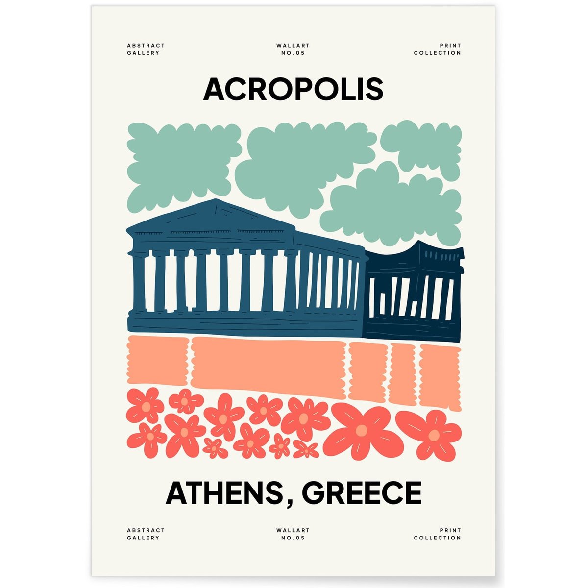 Affiche Grèce Acropolis blanc, L'AFFICHERIE