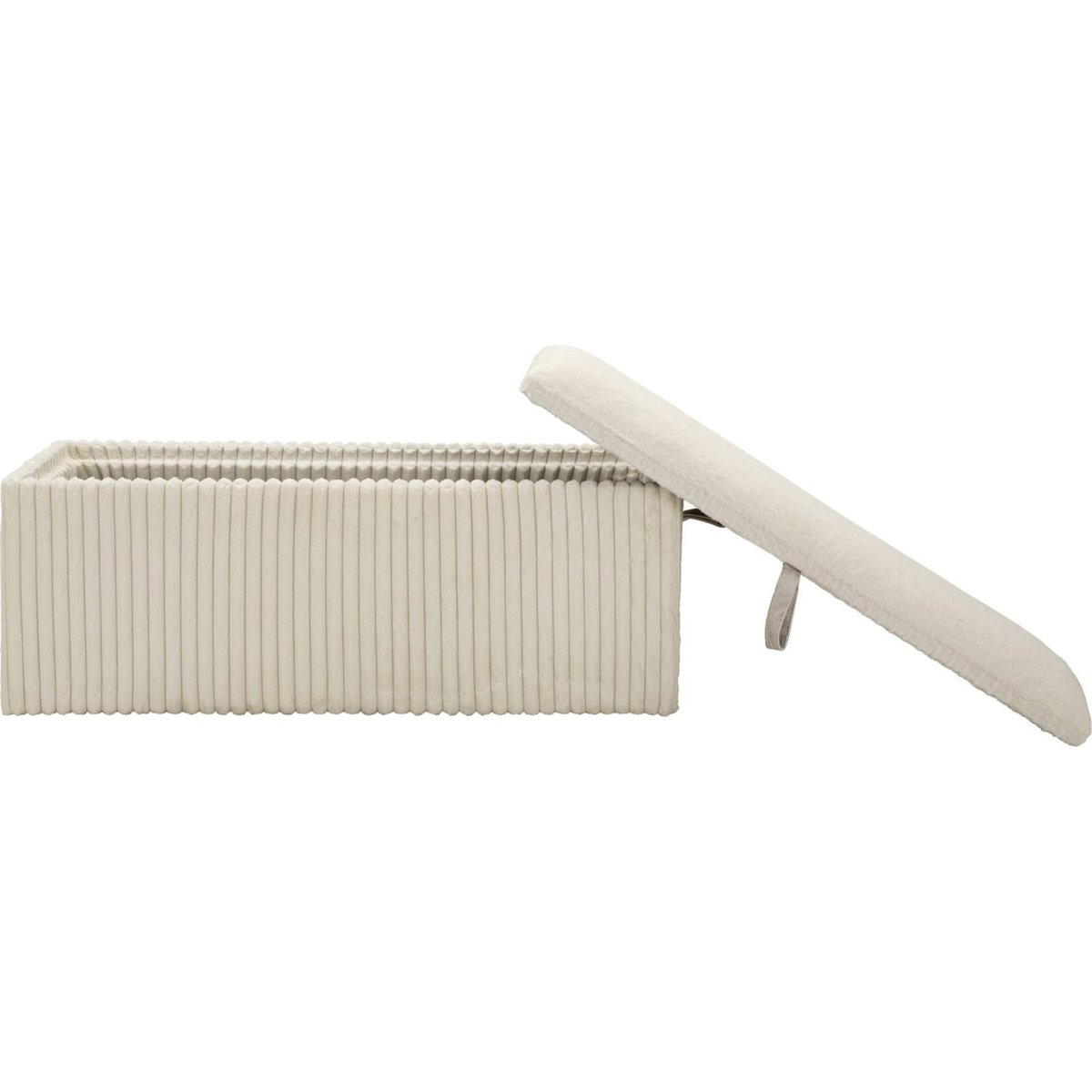 Banc coffre scandinave tissu côtelé MODERN blanc écru, RECOLLECTION