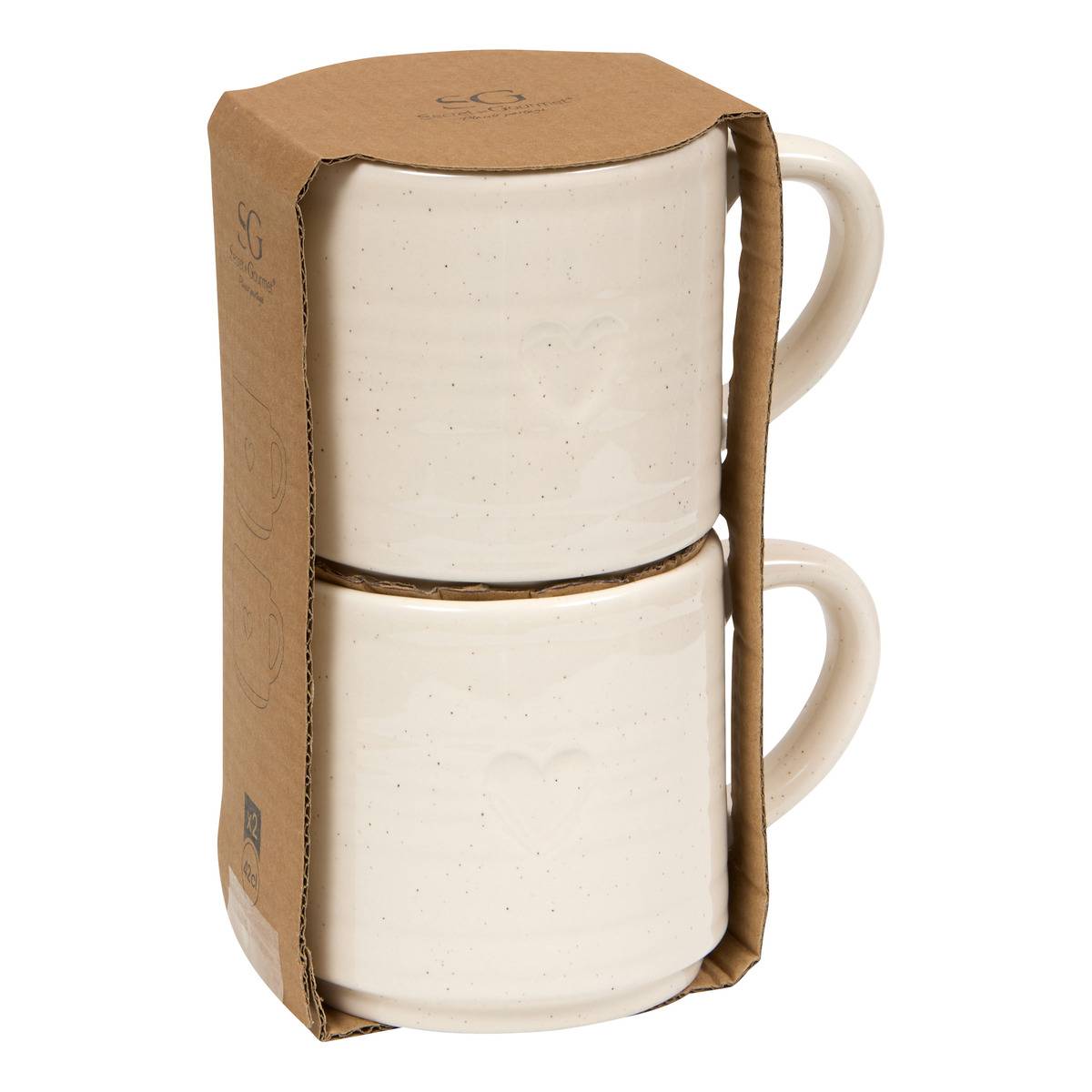 Coffret de 2 mugs motif coeur ADELE blanc chaud, ATMOSPHERA