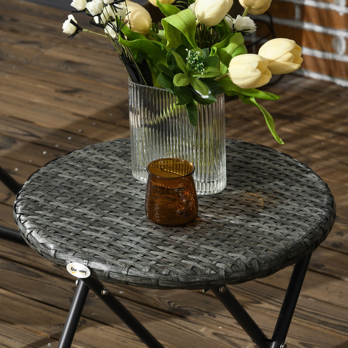 Ensemble canapé et table basse Acier Gris gris, OUTSUNNY