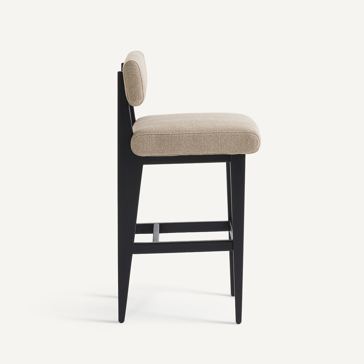 Chaise de bar en hêtre massif et tissu texturé, IZAG moka, AM.PM