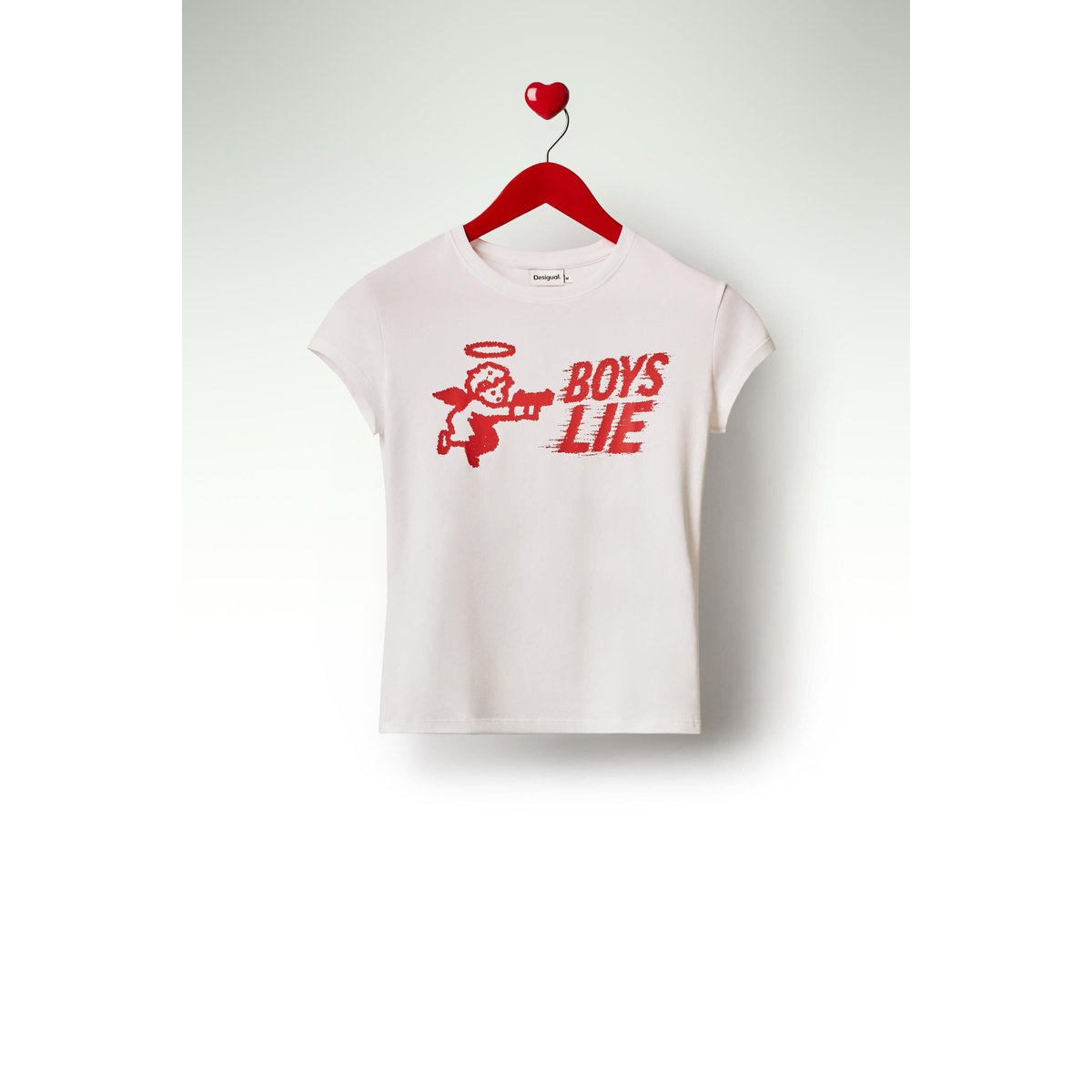 T-shirt moulant Boys Lie blanc, DESIGUAL