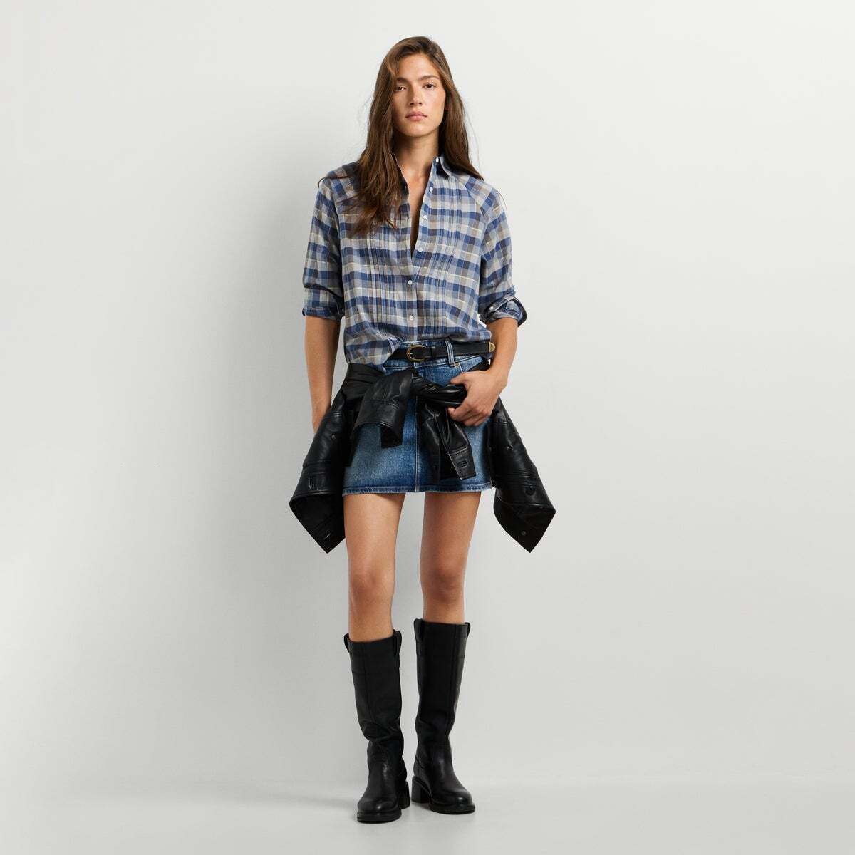 Chemise À Carreaux À Manches Raglan bleu acier, PEPE JEANS