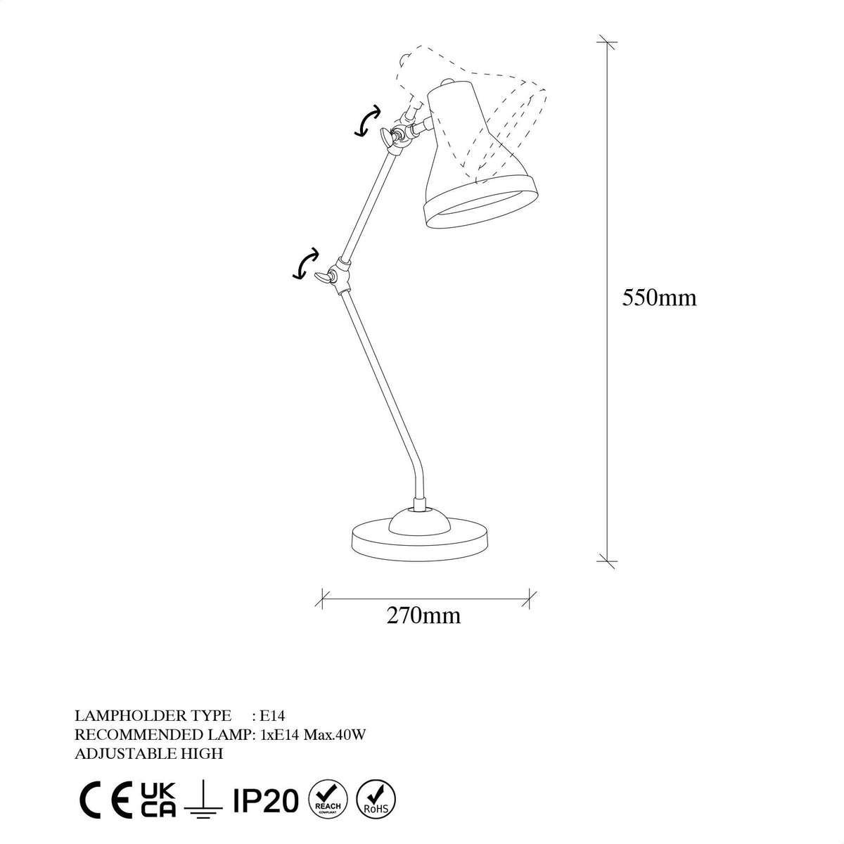 Lampe de bureau articulée vintage, finition dorée SILE doré, PIER IMPORT