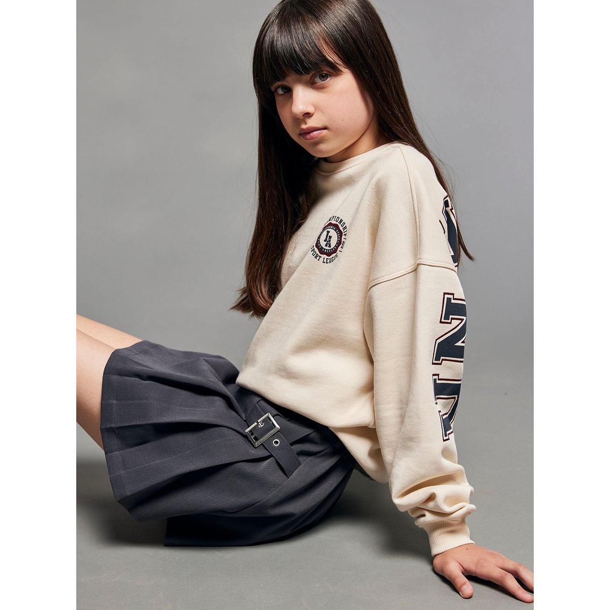 Sweat University lettres glitter au dos écru, JONEN