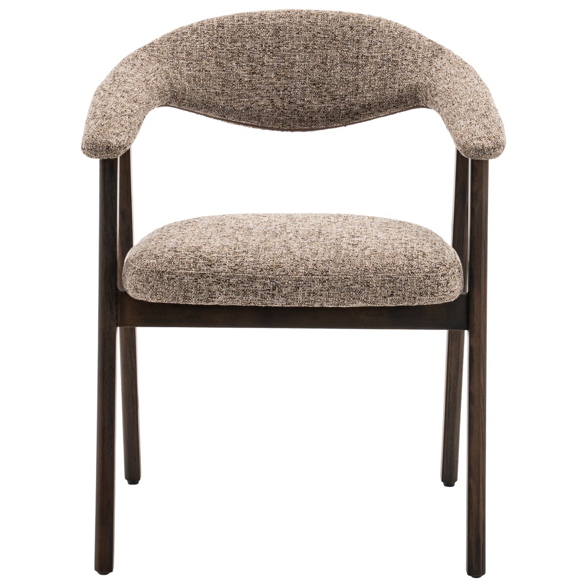 Lot de 2 chaises en bois et tissu chiné, BARBARA taupe, bois foncé, HAPPY GARDEN