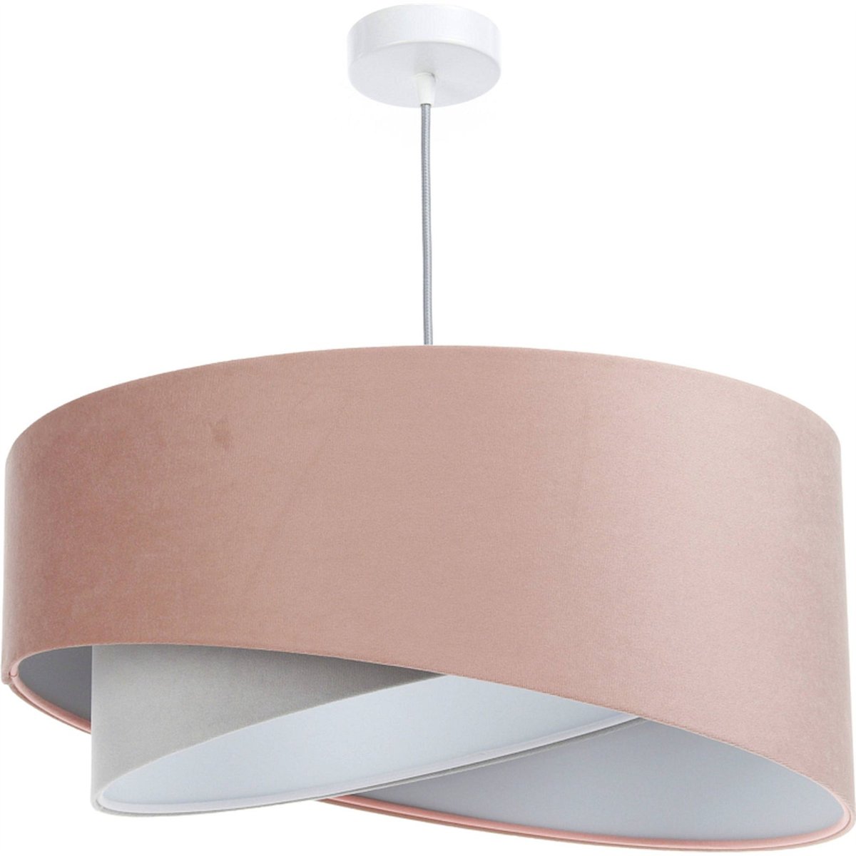 Suspension ronde en velours Jasmin bebe rose poudré et gris clair, BPS KONCEPT