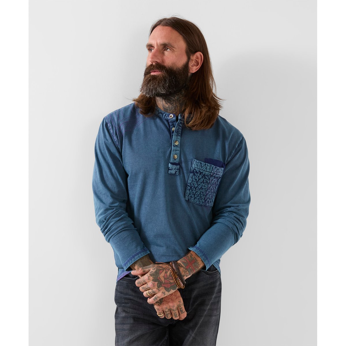 Incroyable Henley Indigo Personnalisé bleu, JOE BROWNS