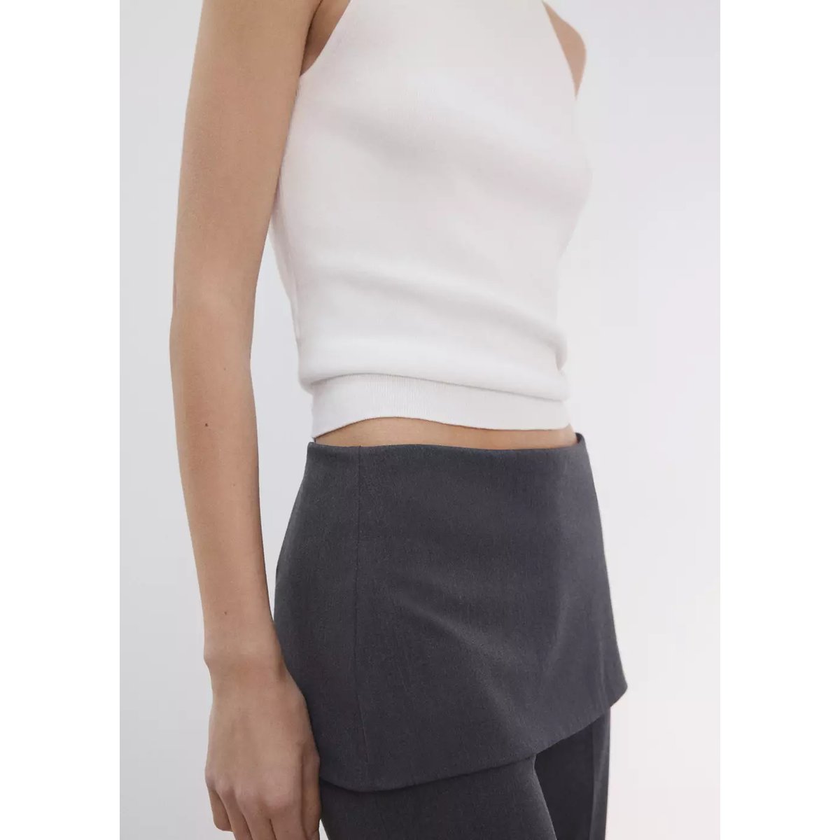Pantalon droit design combiné gris, MANGO