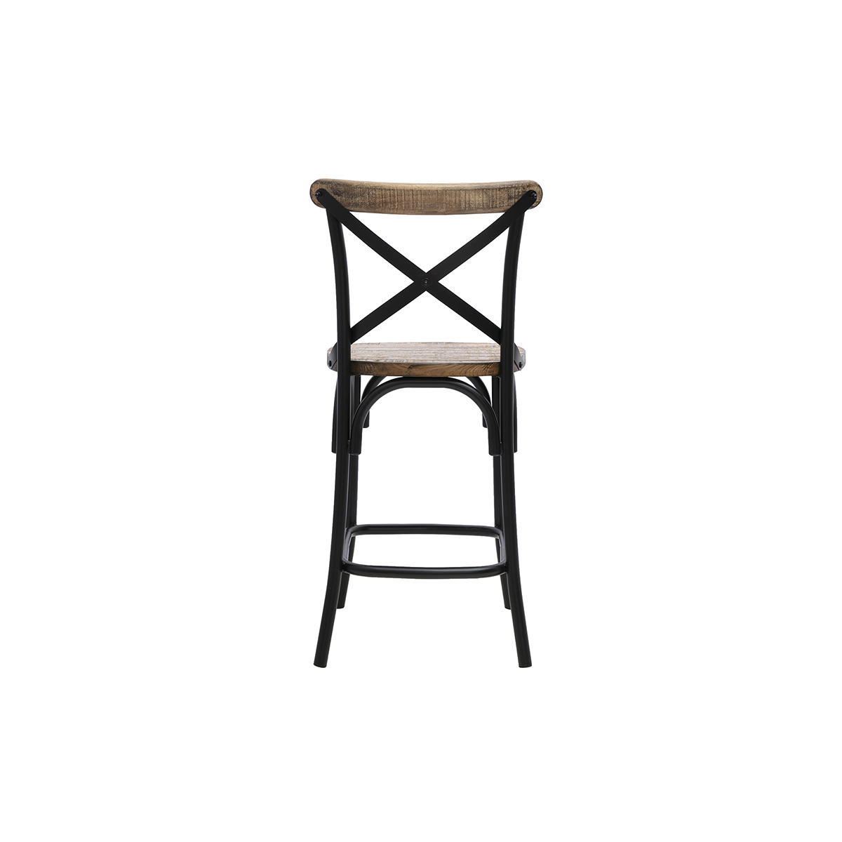 Tabouret de bar industriel en bois et métal noir 65 cm JAKE noir, MILIBOO