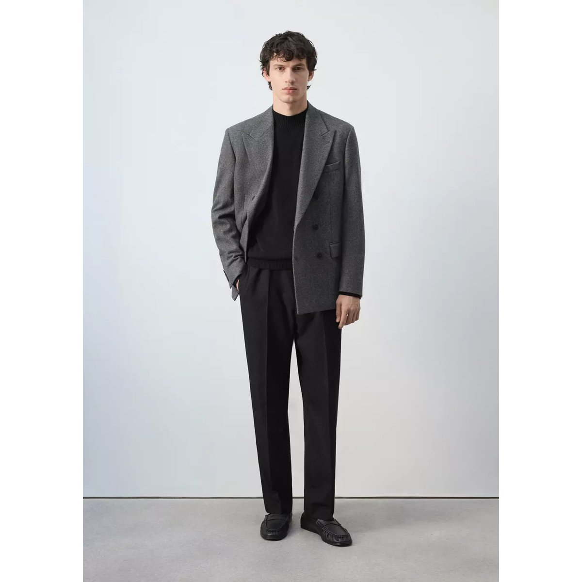 Pantalon relaxed-fit noir, MANGO MAN