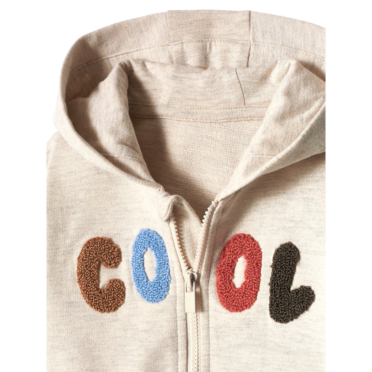 Sweat bébé zippé à capuche écru, VERTBAUDET