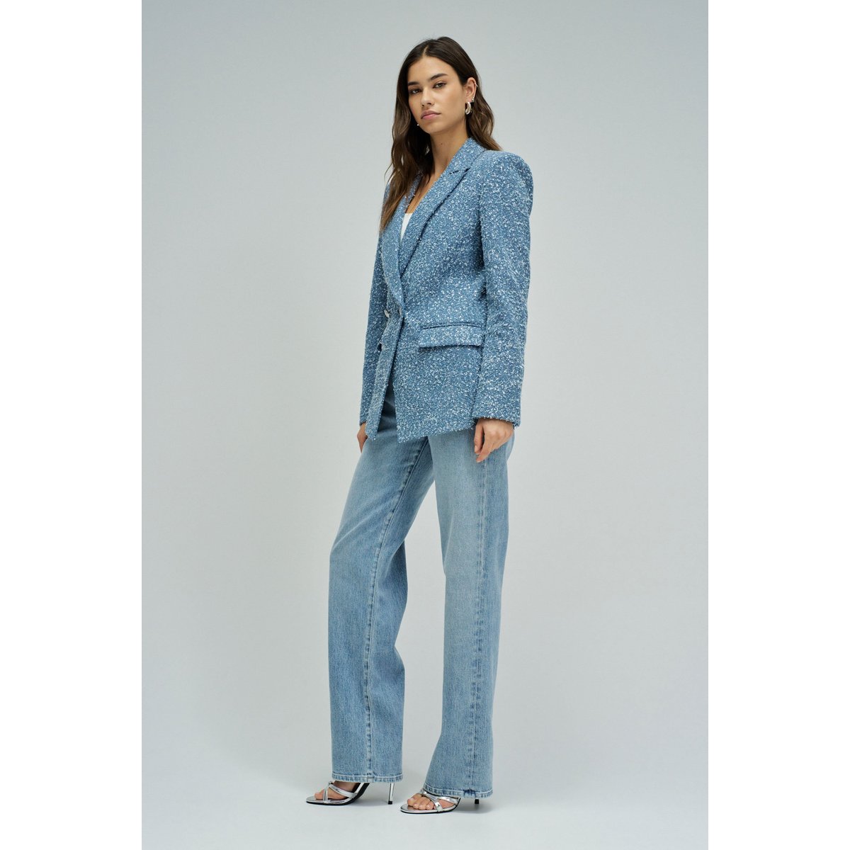 BLAZER EN DENIM AVEC JACQUARD ET PAILLETTES bleu, SALSA JEANS