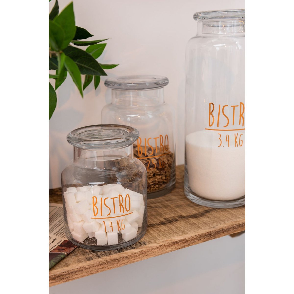 Bocal de rangement bistro 2,5 kg transparent, JOLIPA