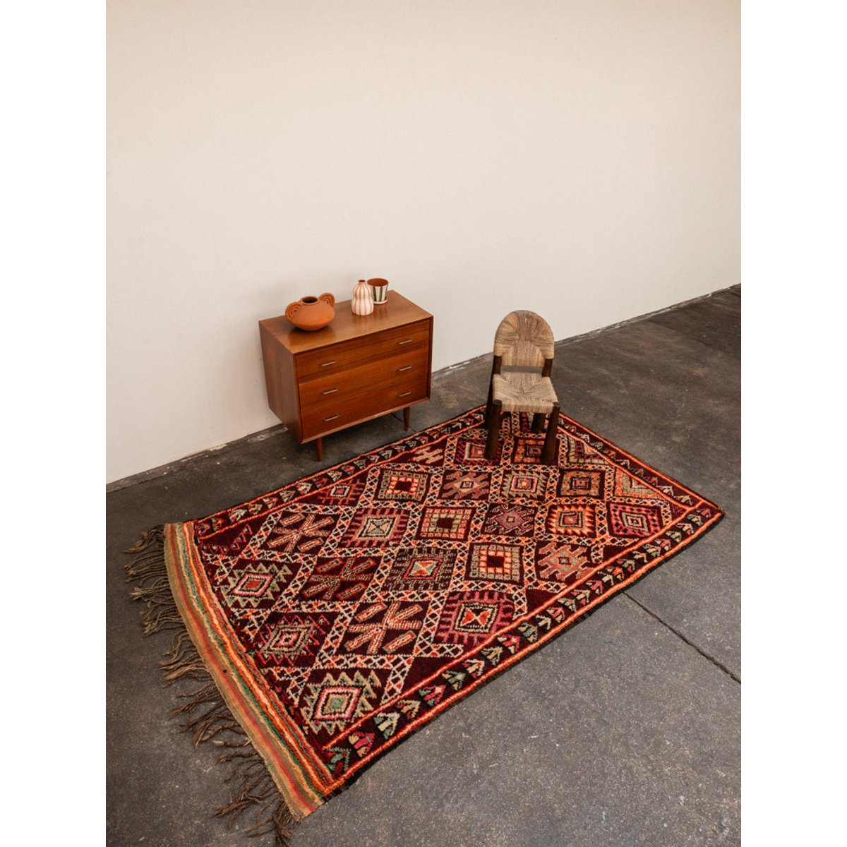 Tapis multicolore en laine Olivier N°16 - Bon état multicolore, DEBONGOUT