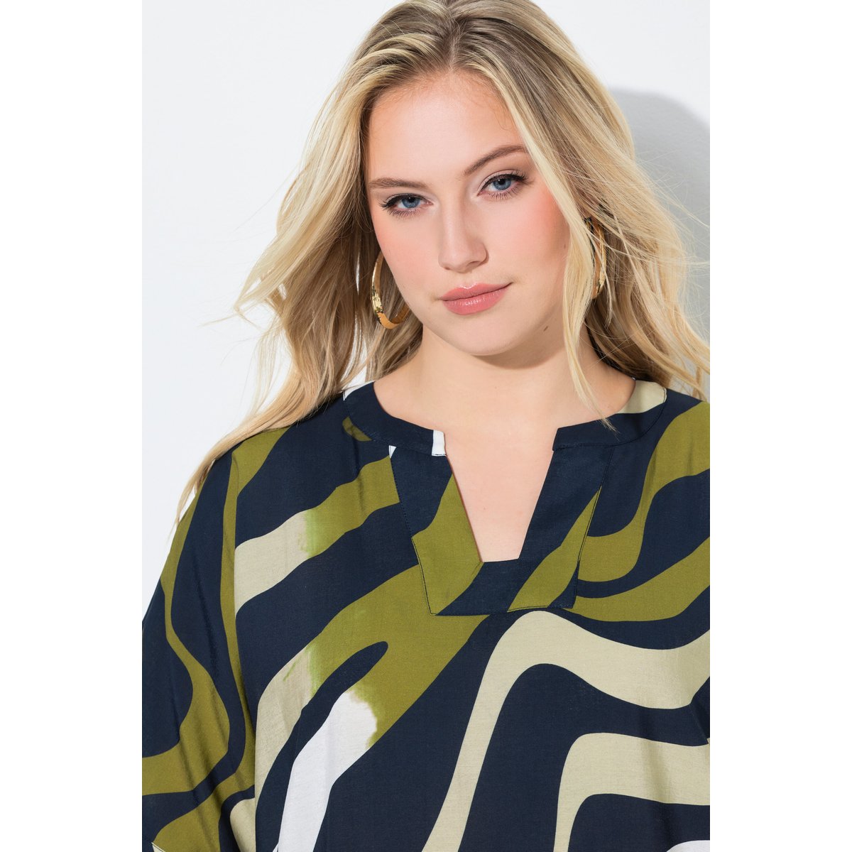 Blouse-tunique oversize, motif vagues marine, ULLA POPKEN