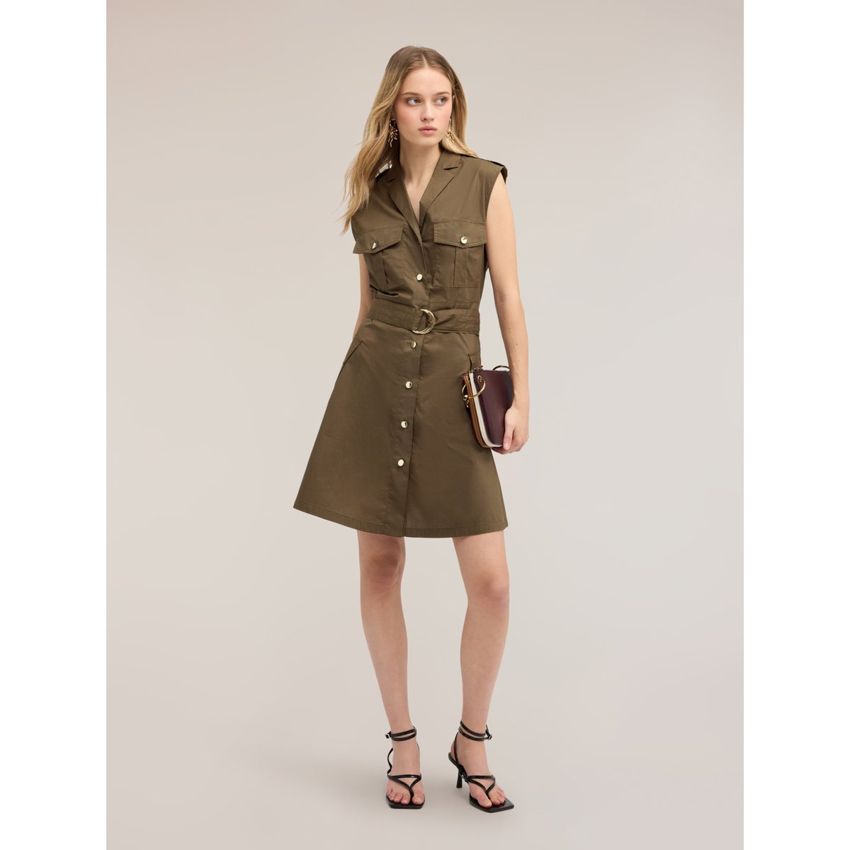 Robe chemisier avec ceinture verde militare, MOTIVI