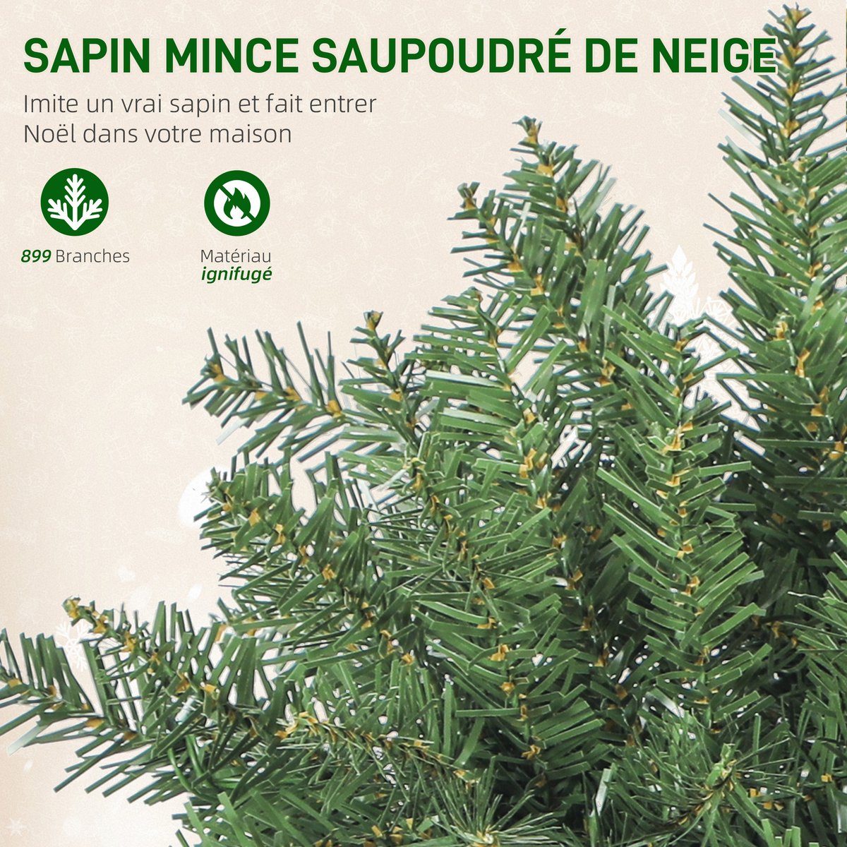 Sapin de Noël Plastique Vert vert, HOMCOM