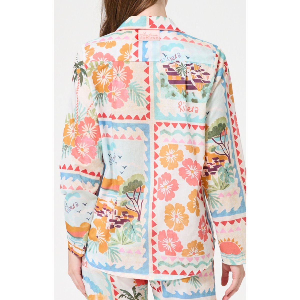 Pyjama boutonné en coton imprimé French Riviera multicolore, ARTHUR