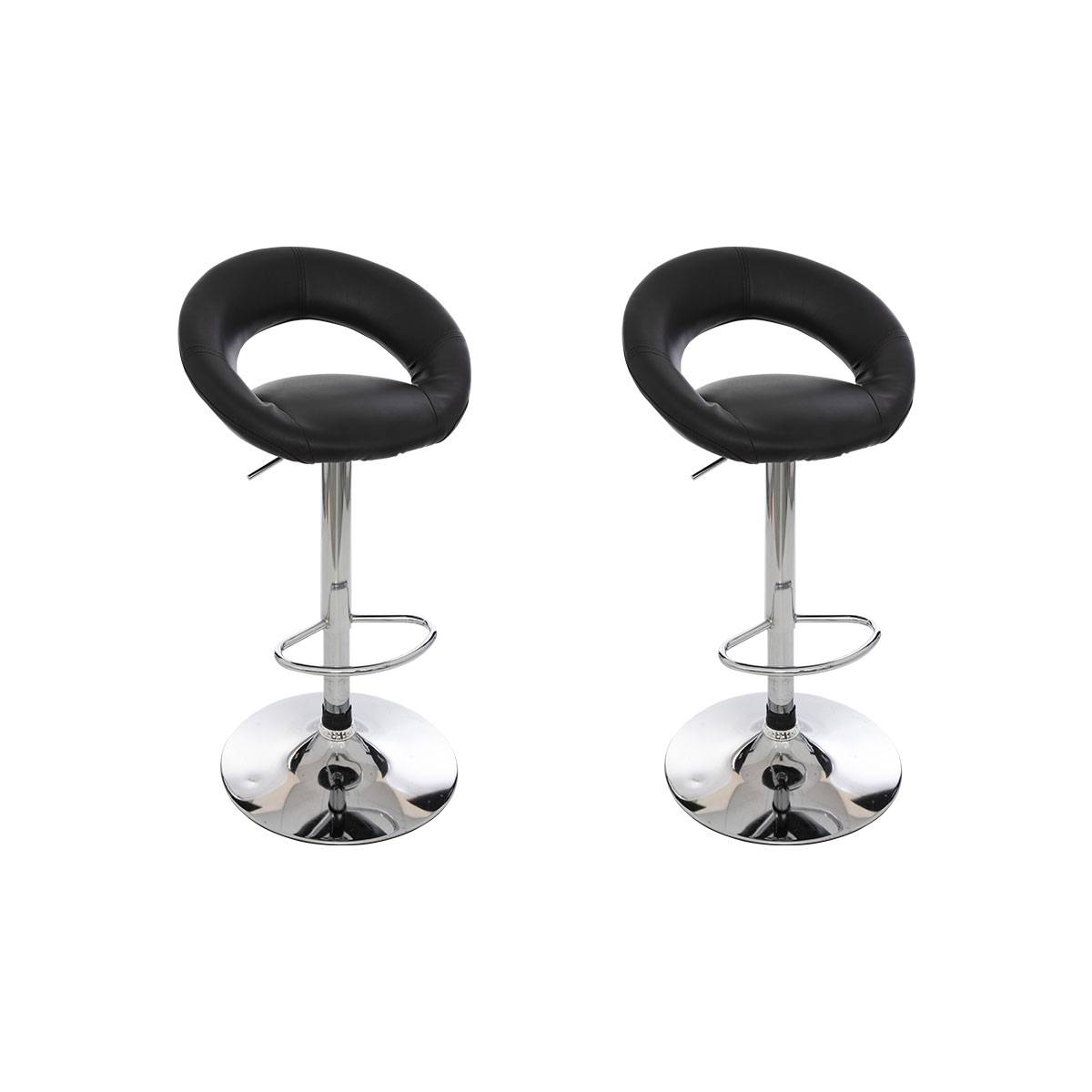 Lot de 2 chaises de bar réglables et pivotantes SASHA noir, ATMOSPHERA