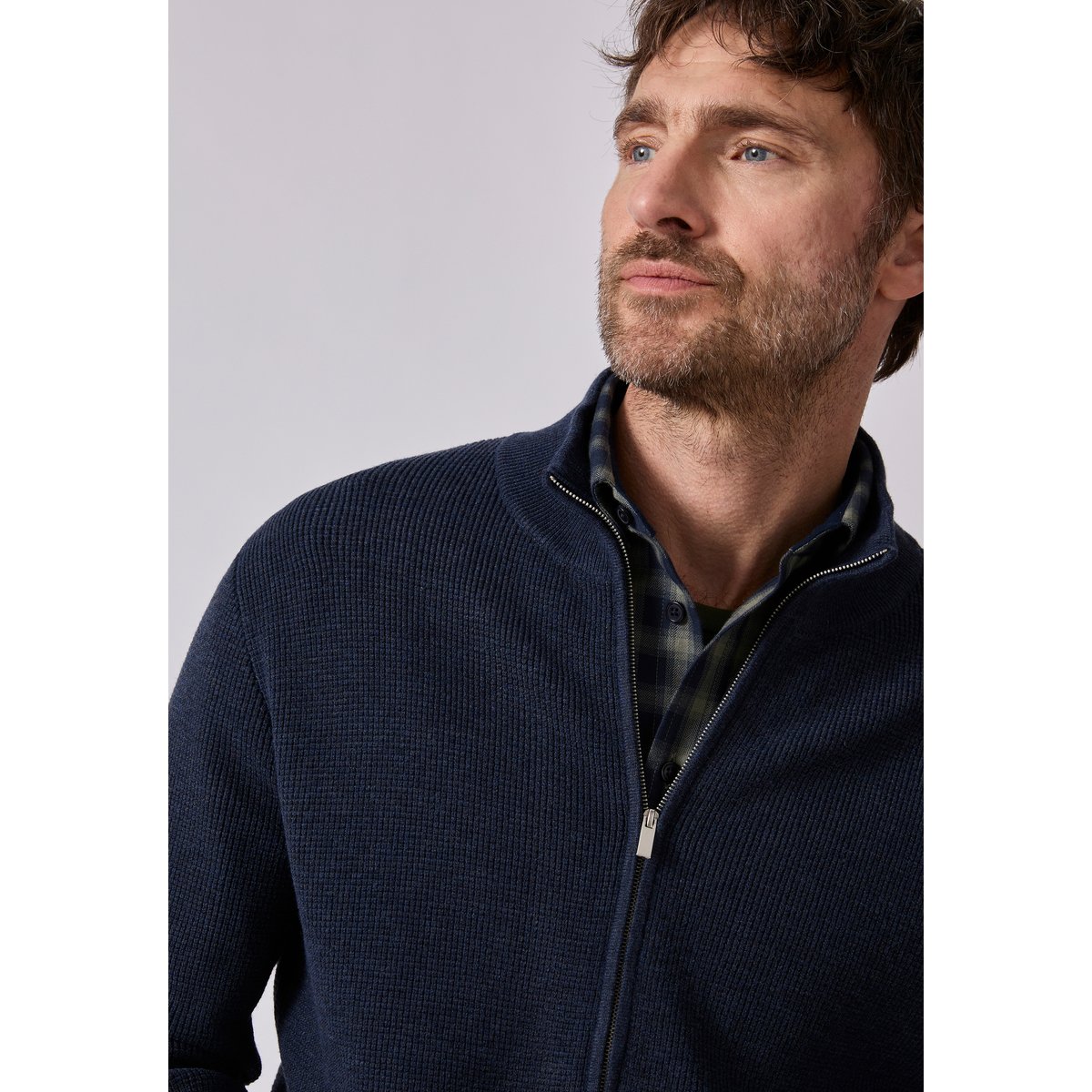Gilet zippé Thermolactyl en maille texturée bleu marine, DAMART
