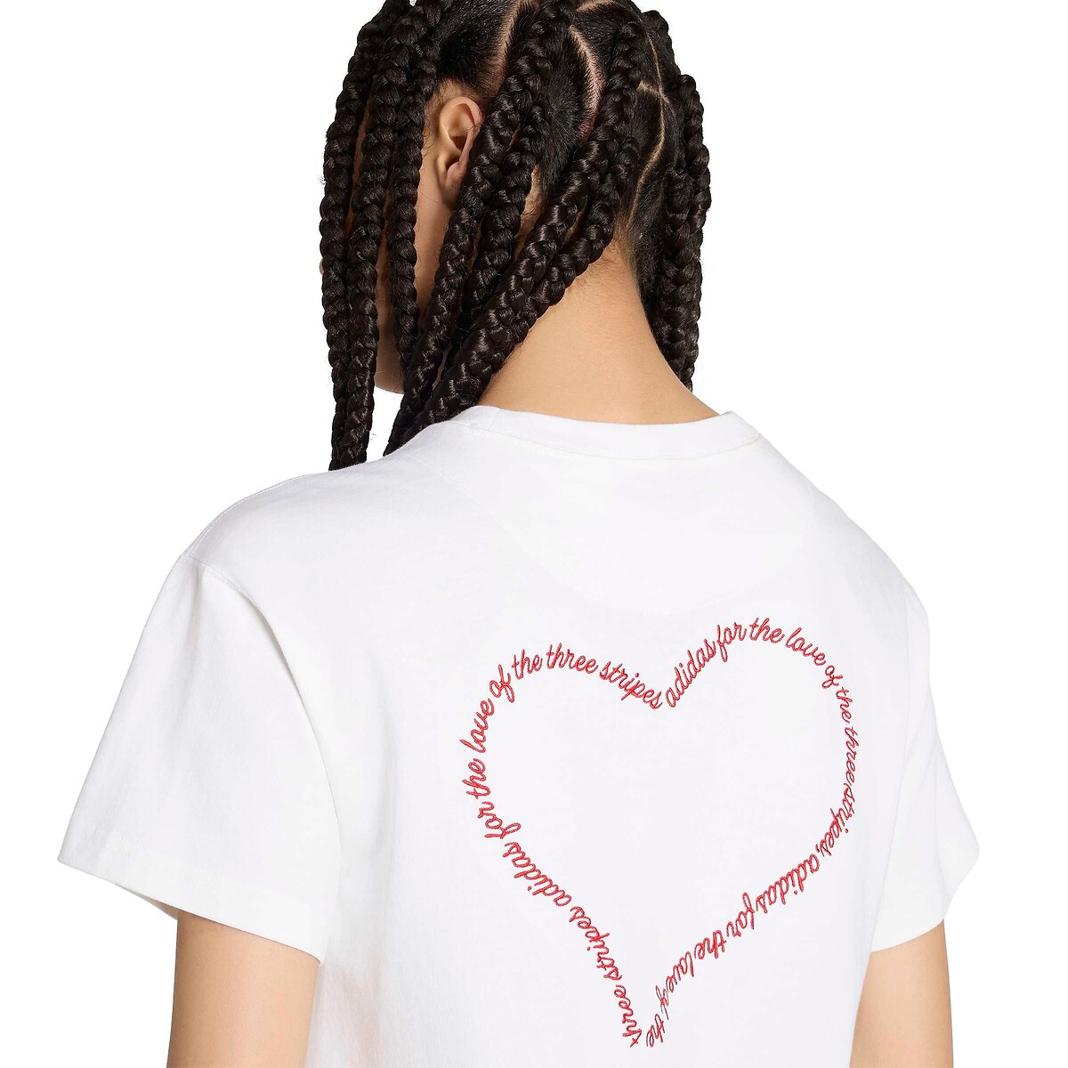 T-shirt de manga curta com estampado de coração branco, ADIDAS SPORTSWEAR